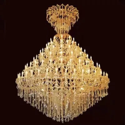 Kristall-Kronleuchter im Maria-Theresia-Stil mit 6 Etagen, Ø 220 cm, Höhe 300 cm, eingeschaltet