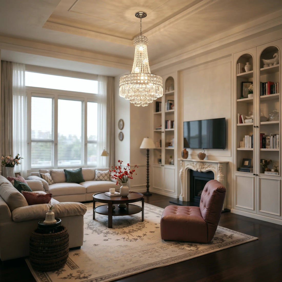 Kristall-Kronleuchter im Wohnzimmer