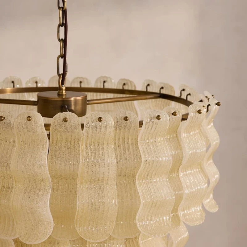 Detail: Messingring mit eingehängten Glaselementen