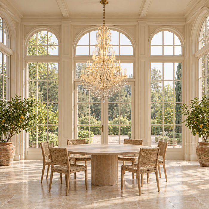 Maria-Theresia-Kronleuchter mit 3 Etagen aus Kristall für Hotelhalle, Treppenhaus und Festsaal – Orangerie (Raumvisualisierung, Referenzausführung Ø 160 cm)