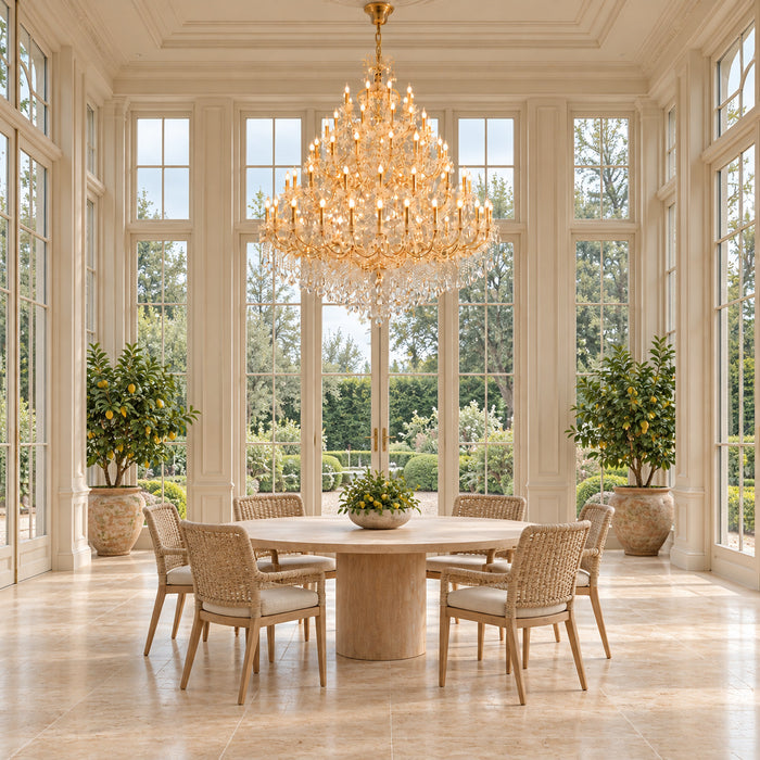 Maria-Theresia-Kronleuchter mit 5 Etagen aus Kristall für Hotelhalle, Treppenhaus und Festsaal – Orangerie (Raumvisualisierung, Referenzausführung Ø 170 cm)